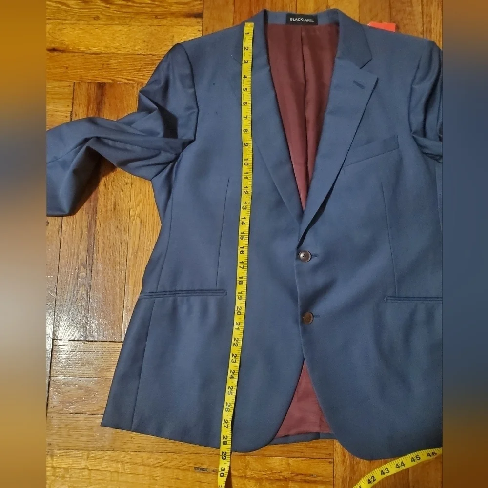 Bluelapel Mens Blazer Blue/Gray Single Breasted Business Office Career 42R - Picture 10 of 11